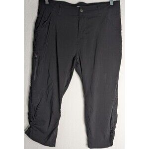 Khombu Womens size large L (36x21) capri pants black woven lightweight (807)